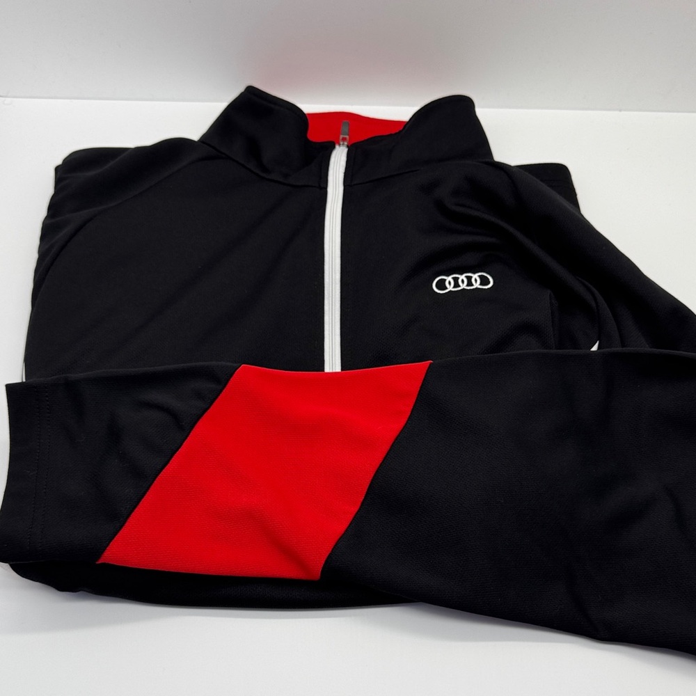 Audi Branded Black and Red 1/4 Zip-Up Pullover - Men’s Size Large